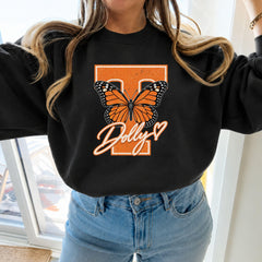 Tennessee College Football Sweatshirt, Dolly Tribute, Orange Butterfly Crewneck, Tennessee Game Day Apparel, Football Sweater, Gift For Her
