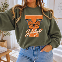 Tennessee College Football Sweatshirt, Dolly Tribute, Orange Butterfly Crewneck, Tennessee Game Day Apparel, Football Sweater, Gift For Her